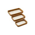 Handwoven Rattan & Mother of Pearl Tray Set