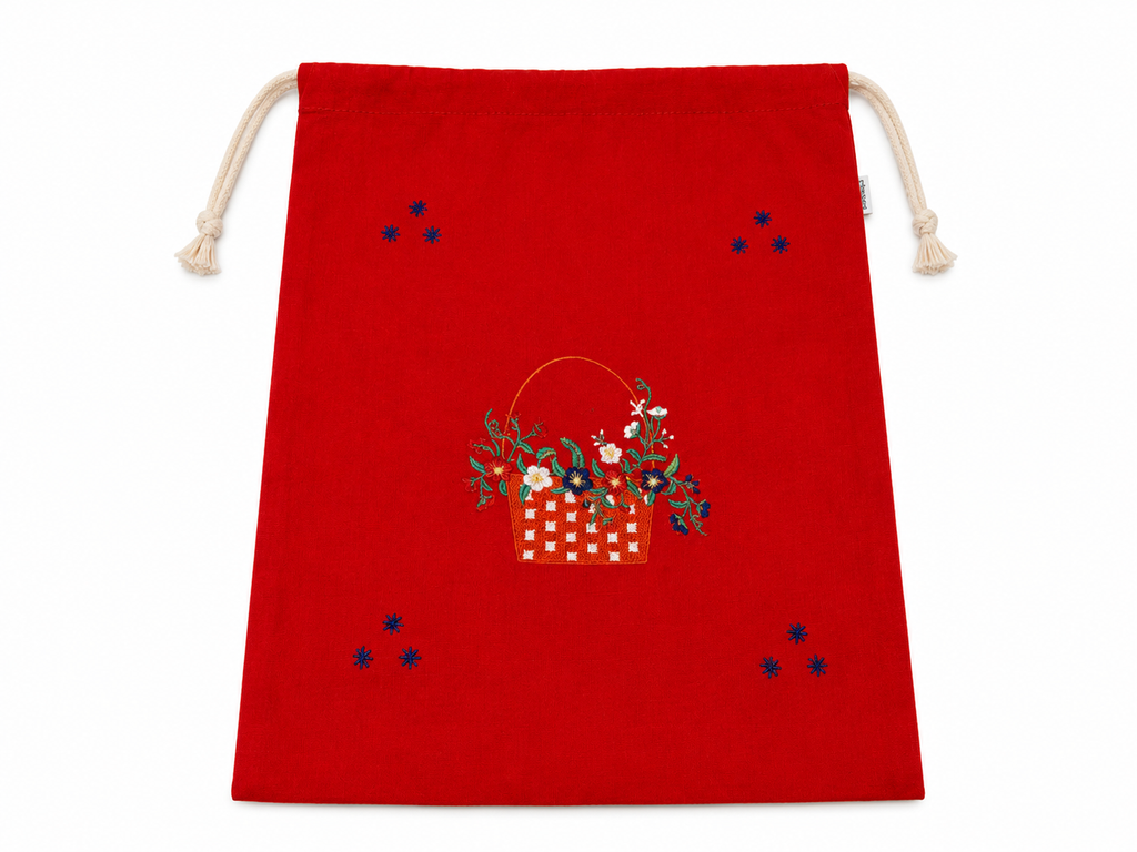 Embroidered Linen Travel Storage Bag