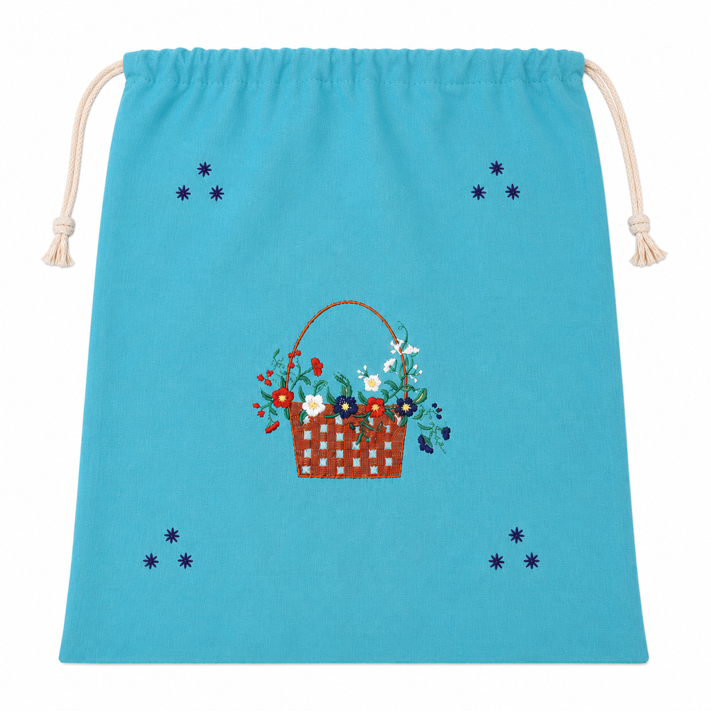 Embroidered Linen Travel Storage Bag
