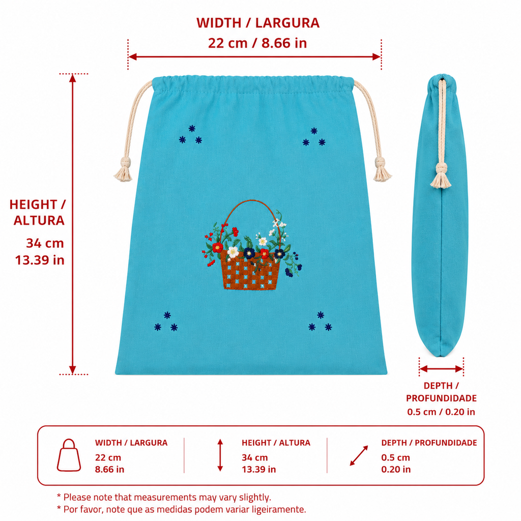 Embroidered Linen Travel Storage Bag