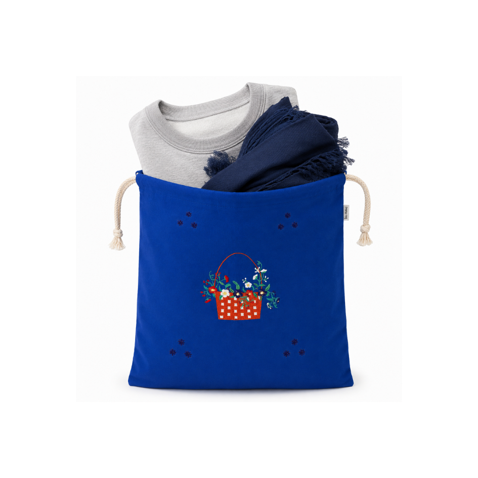 Embroidered Linen Travel Storage Bag