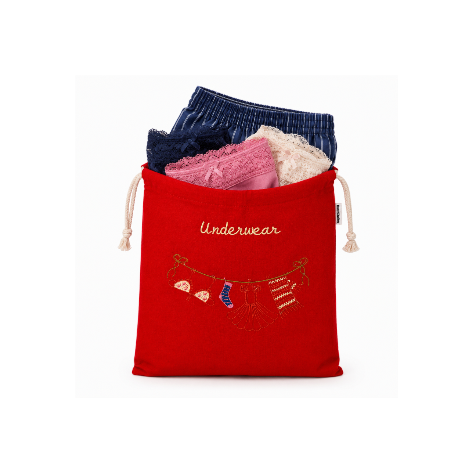 Embroidered Linen Travel Storage Bag