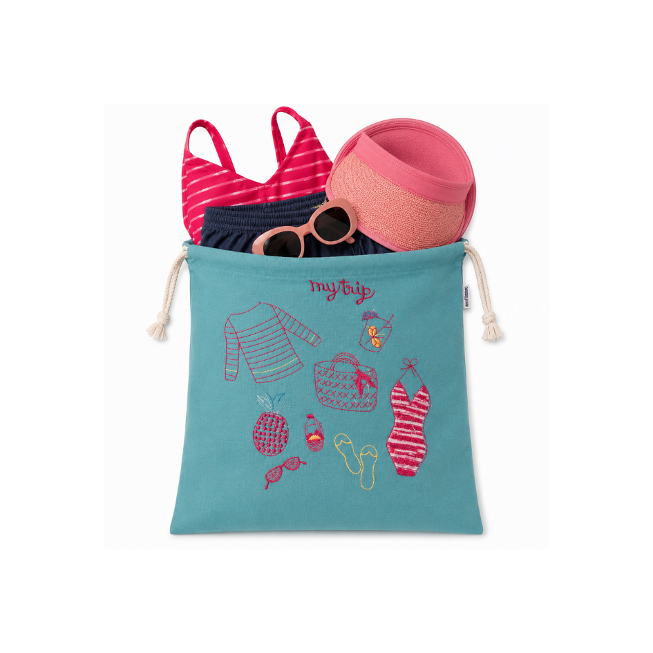 Embroidered Linen Travel Storage Bag