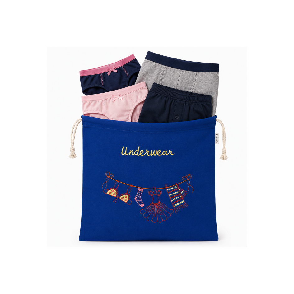Embroidered Linen Travel Storage Bag