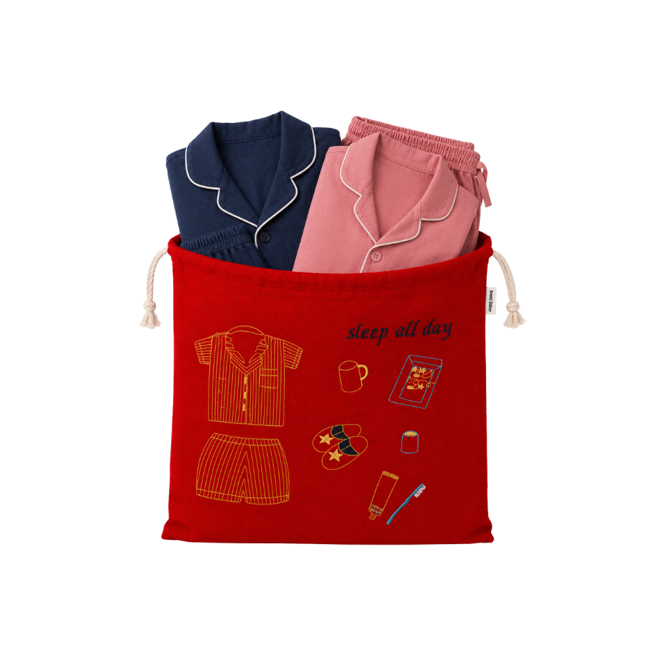 Embroidered Linen Travel Storage Bag