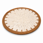 Handcrafted Mother-of-Pearl & Rattan Plate Charger | 4 AND MORE: $8 ea.